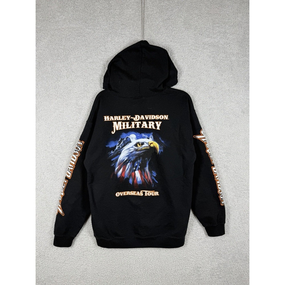 Harley Davidson Military Full Zip Hoodie‎ Overseas Tour Eagle Biker Mens Size M